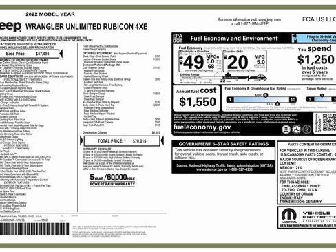 Certified 2022 Jeep Wrangler Unlimited Rubicon 4xe w/ Steel Bumper Group image 4