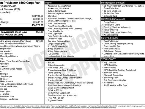 Used 2020 RAM ProMaster 1500 w/ Interior Convenience Group FWD image 24