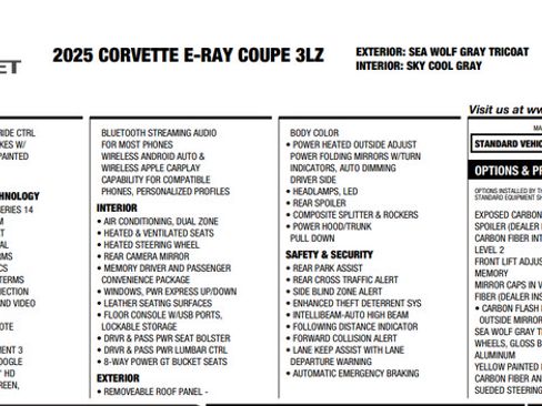 Used 2025 Chevrolet Corvette E-Ray w/ Battery Protection Package AWD/4WD image 11