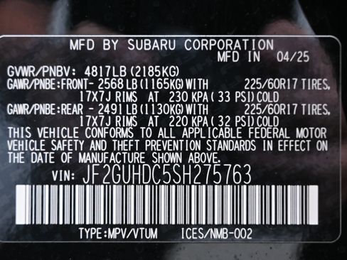 Certified 2025 Subaru Crosstrek 2.0i Premium image 36
