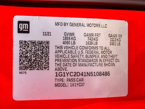 Used 2022 Chevrolet Corvette Stingray Premium Cpe w/ Z51 Performance Package RWD image 12