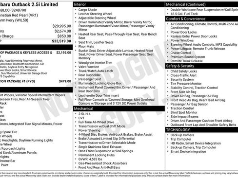 Used 2015 Subaru Outback 2.5i Limited image 10