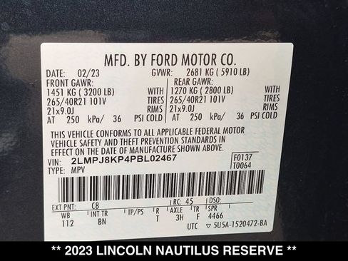 Used 2023 Lincoln Nautilus Reserve w/ Equipment Group 202A AWD/4WD image 30