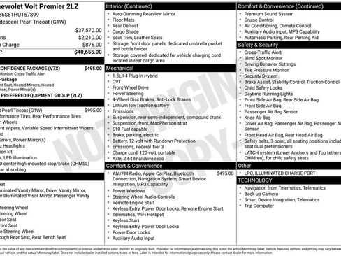 Used 2017 Chevrolet Volt Premier w/ Driver Confidence Package FWD image 42
