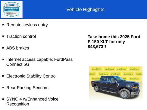 Certified 2025 Ford F150 XLT w/ Equipment Group 301A Standard AWD/4WD image 18