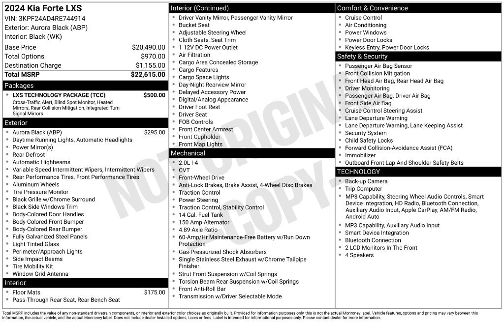 Used 2024 Kia Forte LXS w/ LXS Technology Package FWD image 3