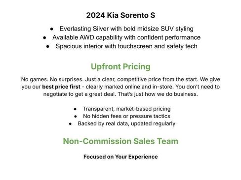 Used 2024 Kia Sorento S w/ Panoramic Sunroof Package FWD image 3