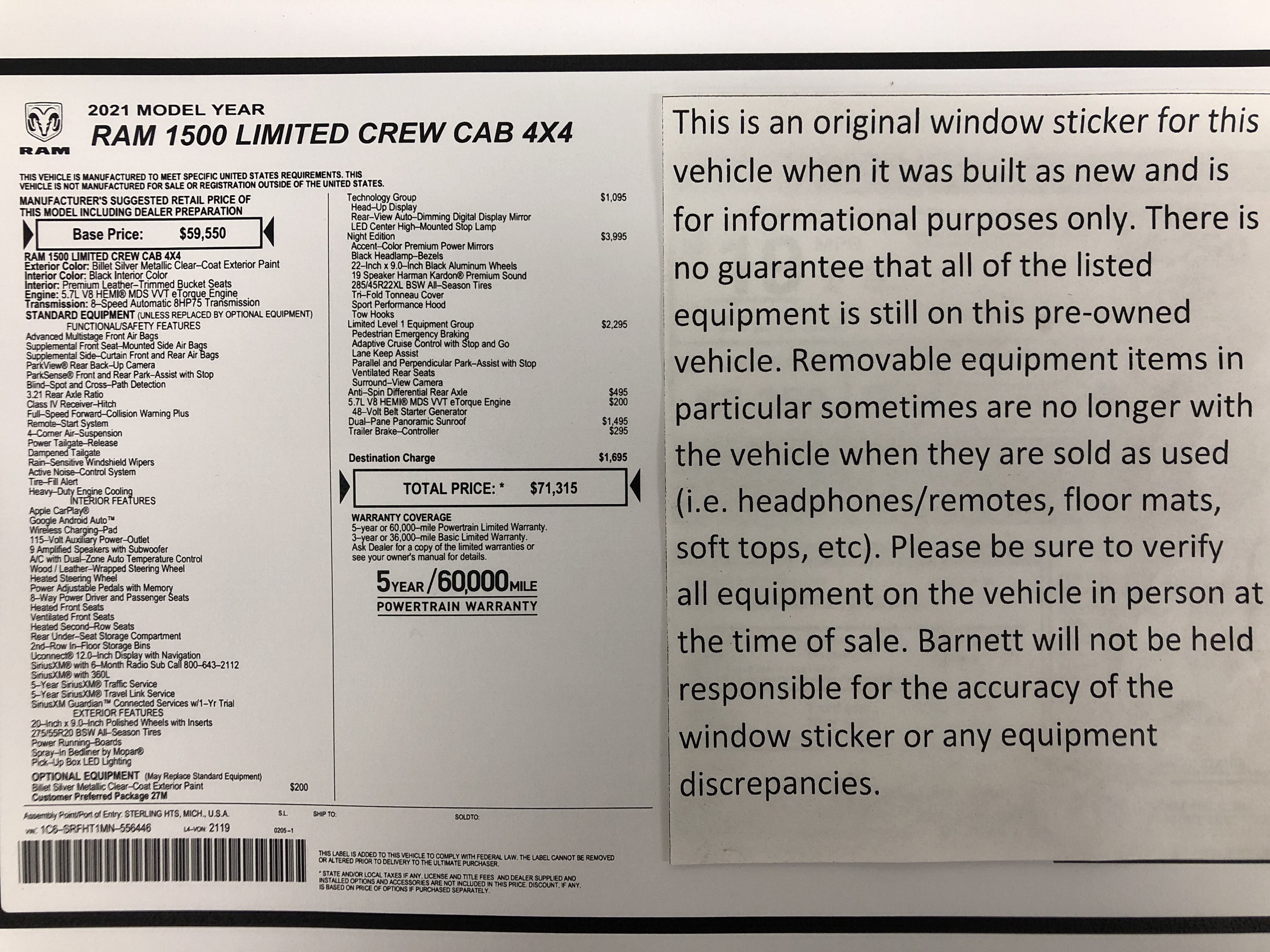 Certified 2021 RAM 1500 Limited w/ Night Edition AWD/4WD image 2