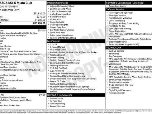 New 2026 MAZDA MX-5 Miata Club RWD image 6
