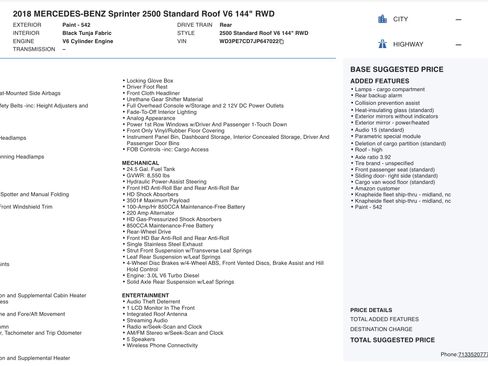 Used 2018 Mercedes-Benz Sprinter 2500 image 5