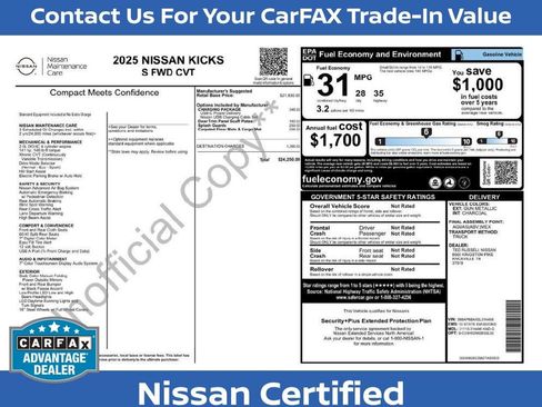Certified 2025 Nissan Kicks S w/ Charging Package image 33