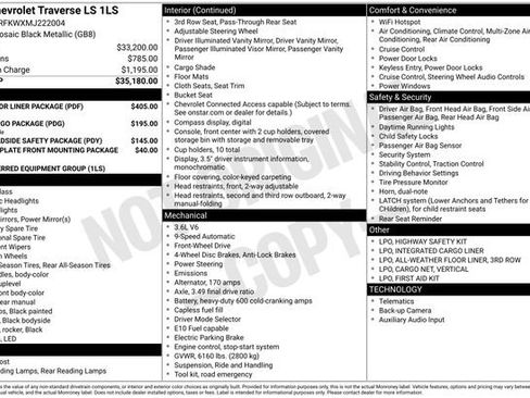 Used 2021 Chevrolet Traverse LS w/ LPO, Floor Liner Package FWD image 1