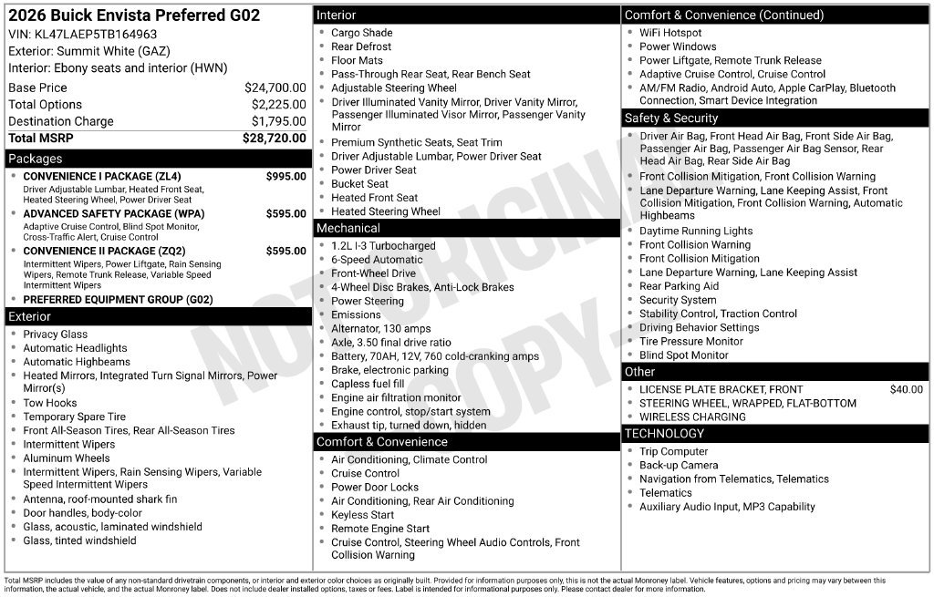 New 2026 Buick Envista Preferred w/ Convenience I Package FWD image 35