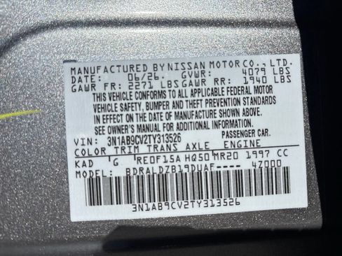 New 2026 Nissan Sentra SV w/ SV Convenience Package FWD image 10