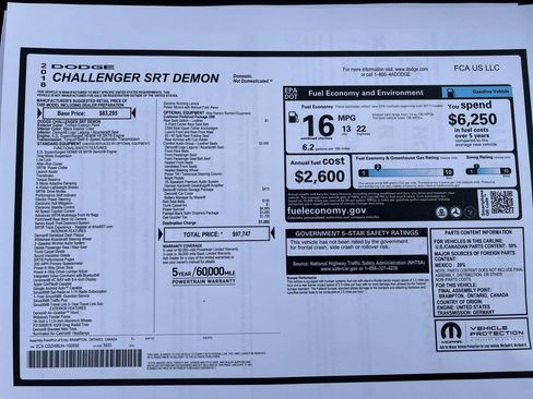 Used 2018 Dodge Challenger SRT Demon RWD image 6