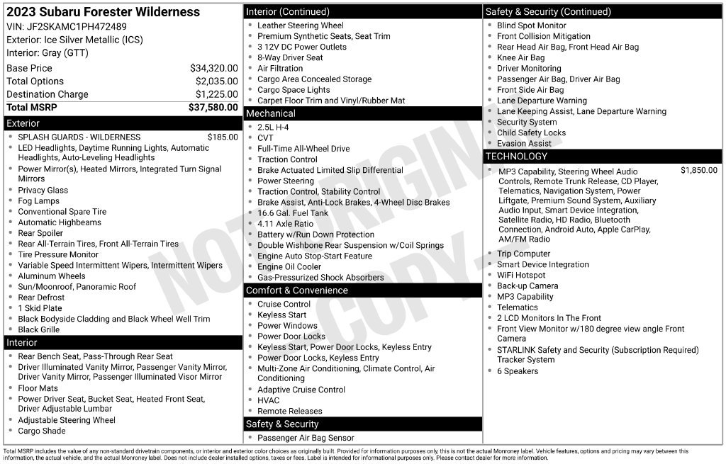 Used 2023 Subaru Forester Wilderness AWD/4WD image 2