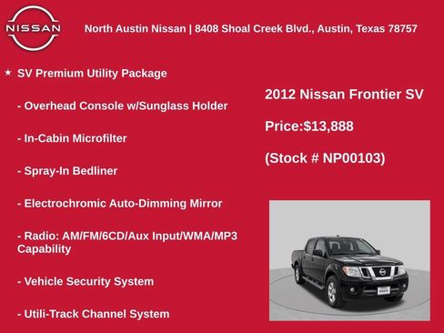 Used 2012 Nissan Frontier SV w/ SV Premium Utility Pkg RWD image 2