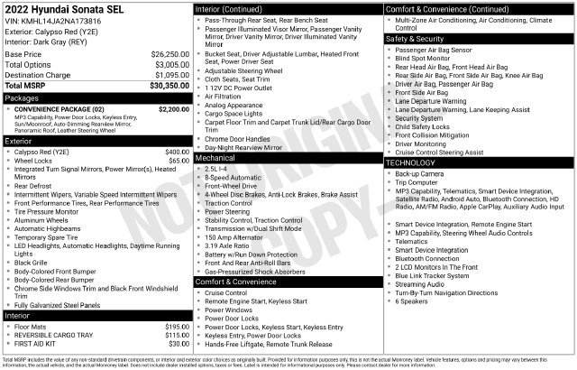 Certified 2022 Hyundai Sonata SEL w/ Convenience Package FWD image 25