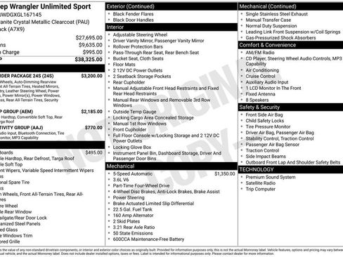 Used 2016 Jeep Wrangler Unlimited Sport w/ Quick Order Package 24S AWD/4WD image 10