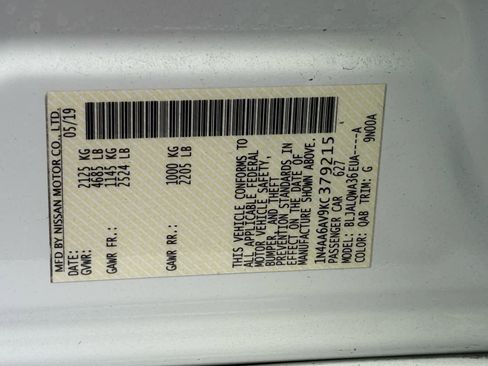 Certified 2019 Nissan Maxima 3.5 S w/ Floor Mat Group image 14