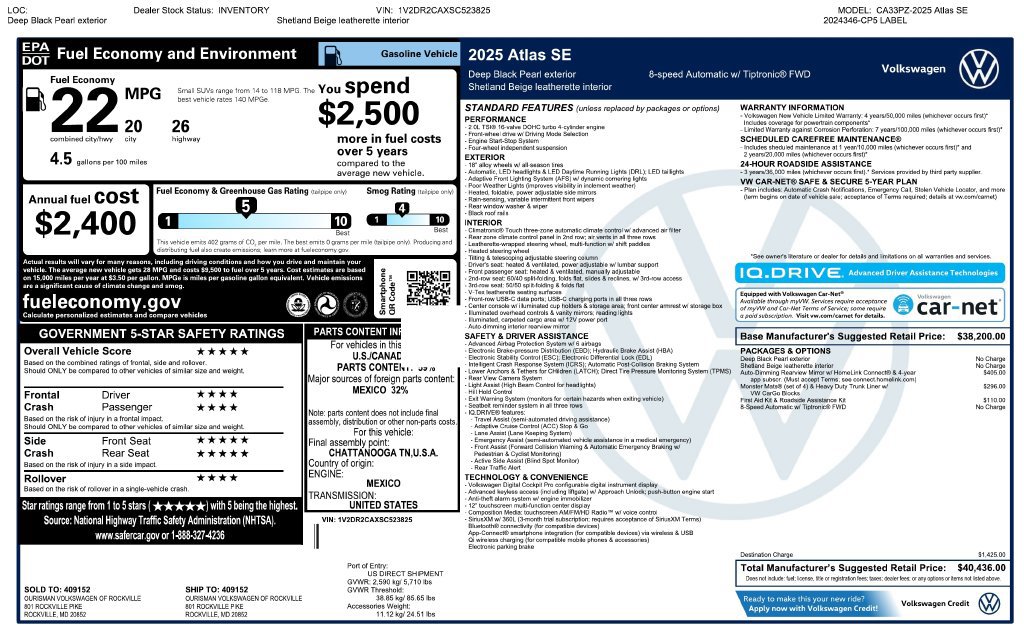 Used 2025 Volkswagen Atlas SE FWD image 8