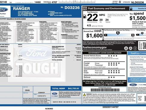 Certified 2022 Ford Ranger XLT w/ Equipment Group 301A Mid AWD/4WD image 29
