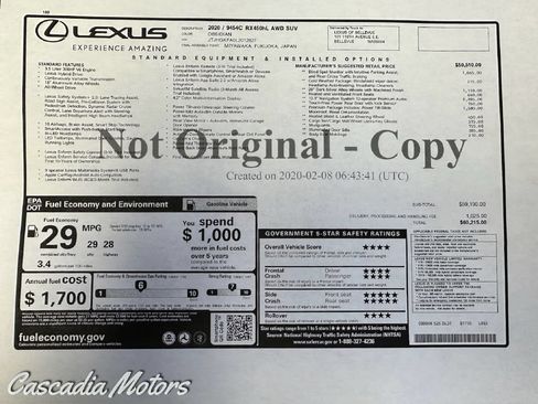 Used 2020 Lexus RX 450hL AWD w/ Premium Package image 2