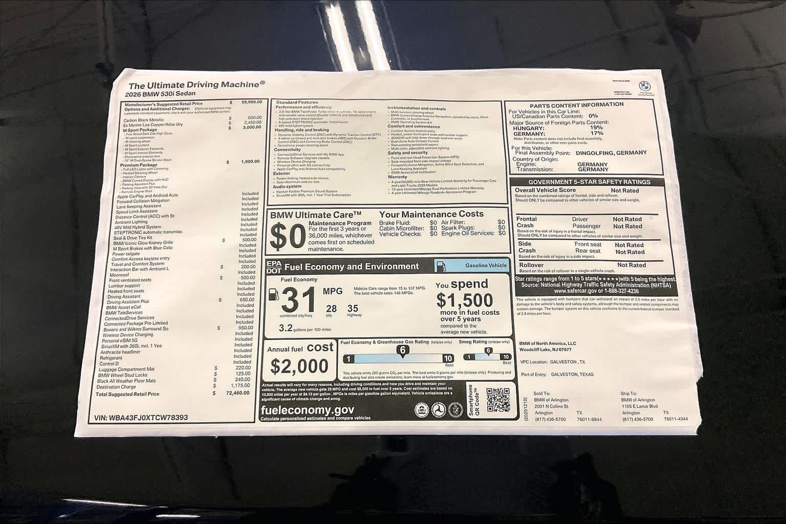Used 2026 BMW 530i w/ M Sport Package RWD image 19