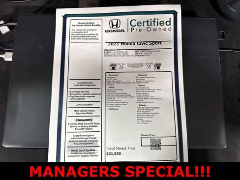 Used 2021 Honda Civic Sport image 12
