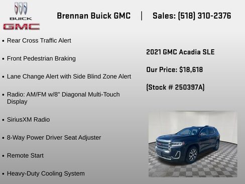 Certified 2021 GMC Acadia SLE w/ Driver Convenience Package AWD/4WD image 18