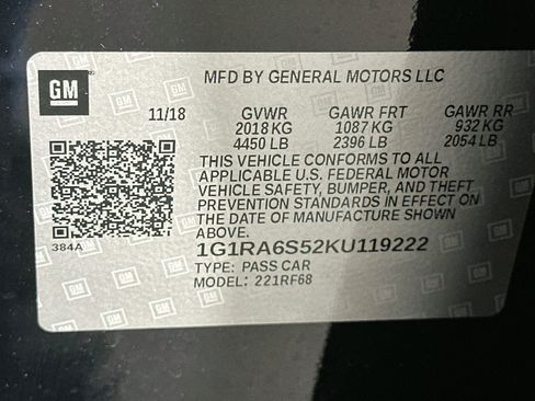 Used 2019 Chevrolet Volt LT w/ Power Convenience Package FWD image 12