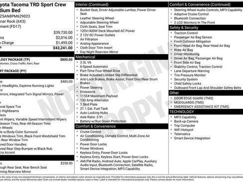 Certified 2023 Toyota Tacoma TRD Sport w/ Technology Package AWD/4WD image 28