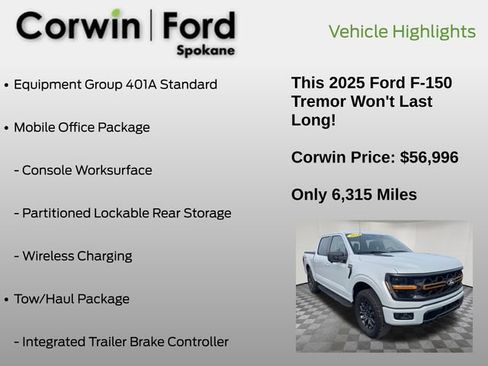Certified 2025 Ford F150 Tremor w/ Mobile Office Package image 7