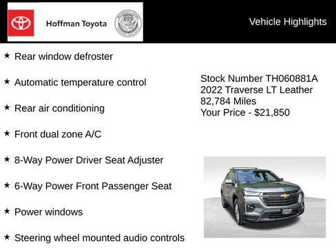 Used 2022 Chevrolet Traverse LT w/ LPO, Cargo Package AWD/4WD image 20
