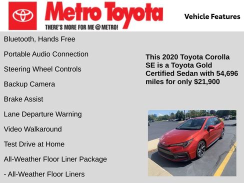 Certified 2020 Toyota Corolla SE FWD image 10