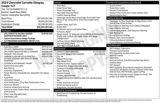 Used 2024 Chevrolet Corvette Stingray Coupe RWD image 1