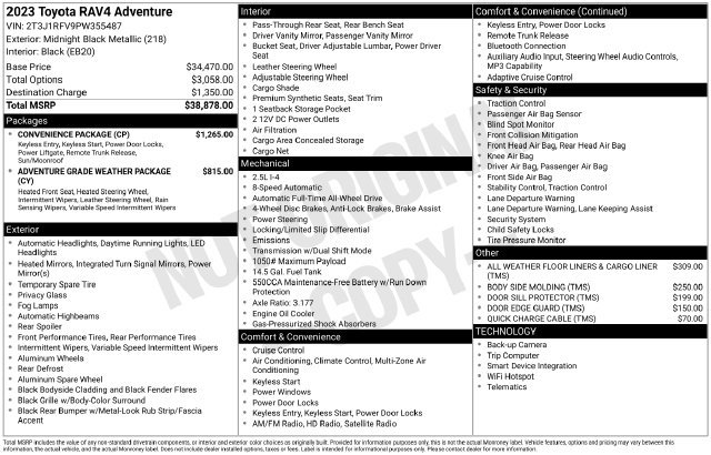 Used 2023 Toyota RAV4 Adventure w/ Convenience Package AWD/4WD image 48