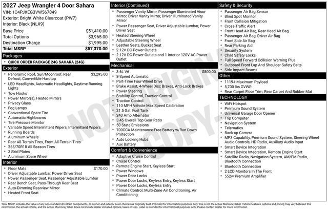 New 2027 Jeep Wrangler Unlimited Sahara AWD/4WD image 5
