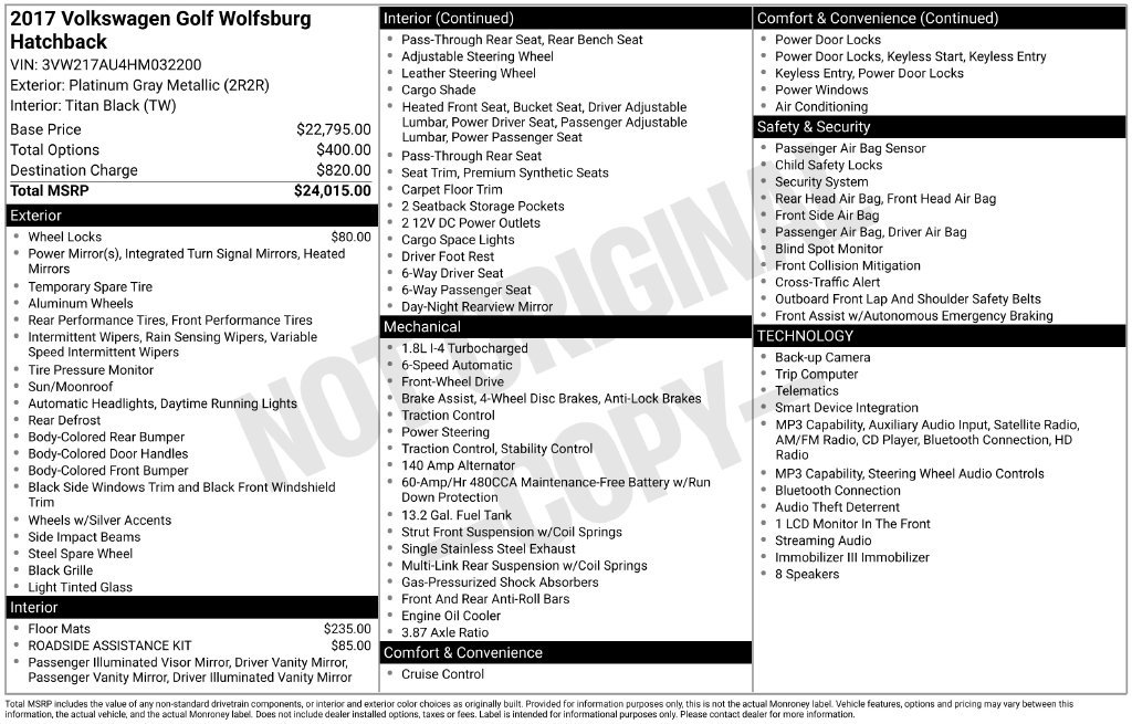Used 2017 Volkswagen Golf Wolfsburg Edition FWD image 7