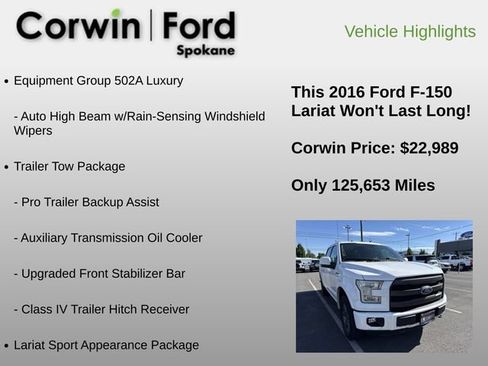 Used 2016 Ford F150 Lariat w/ Equipment Group 502A Luxury AWD/4WD image 11