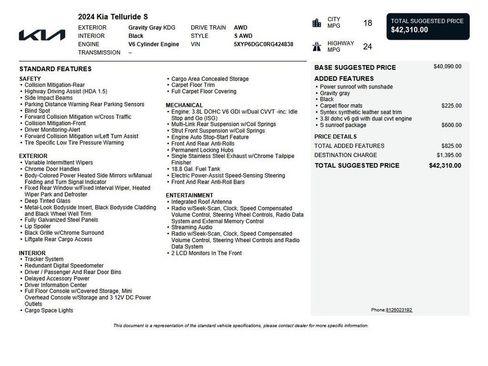 Used 2024 Kia Telluride S w/ S Sunroof Package image 46