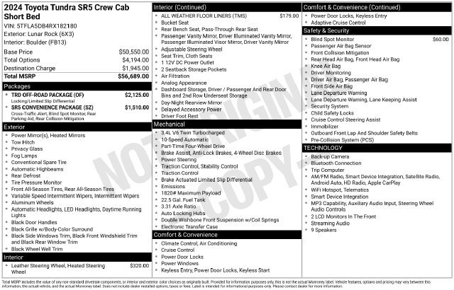 Used 2024 Toyota Tundra SR5 w/ TRD Off-Road Package AWD/4WD image 27