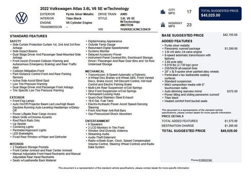 Used 2022 Volkswagen Atlas SE AWD/4WD image 38