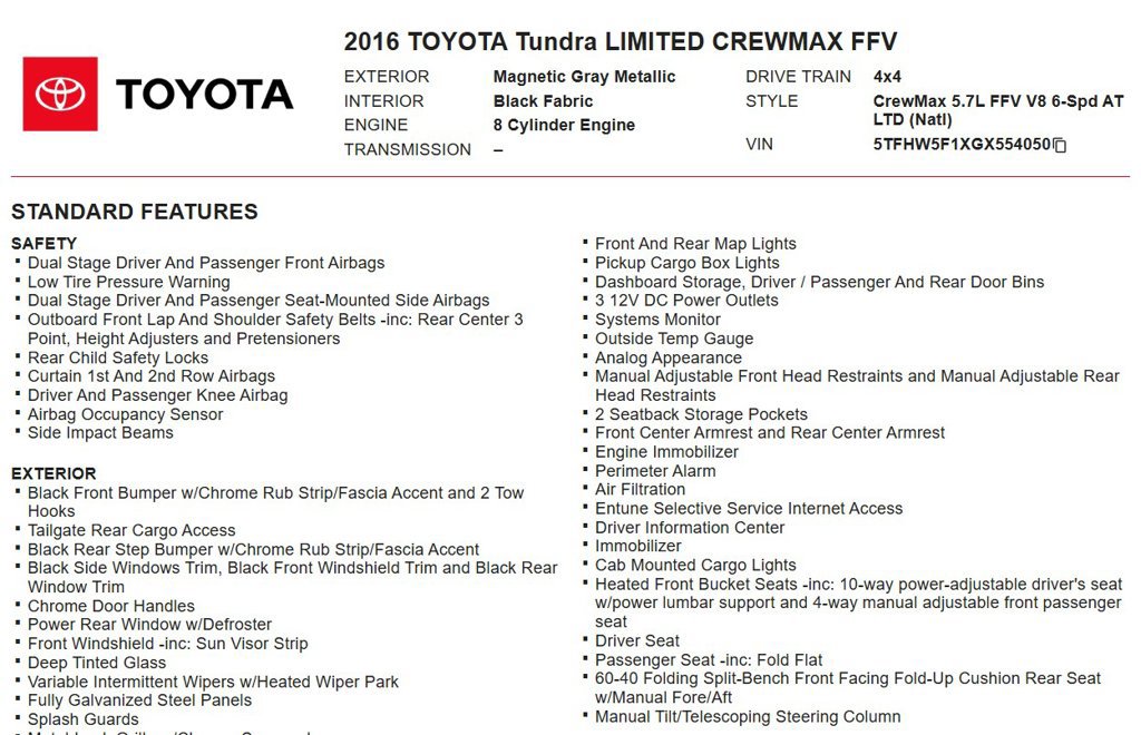 Used 2016 Toyota Tundra Limited w/ Limited Premium Package AWD/4WD image 17