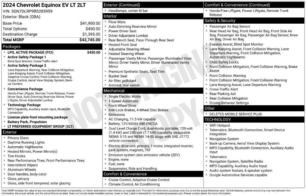 Used 2024 Chevrolet Equinox EV LT w/ LPO, Active Package FWD image 10