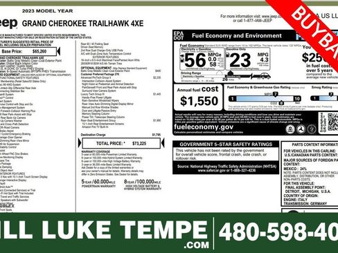 Used 2023 Jeep Grand Cherokee Trailhawk w/ Advanced Protech Group II image 1