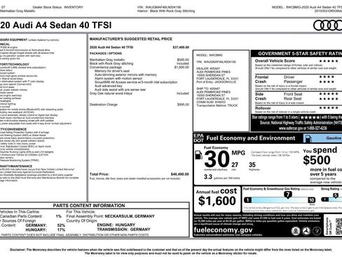 Used 2020 Audi A4 2.0T Premium w/ Convenience Package image 41