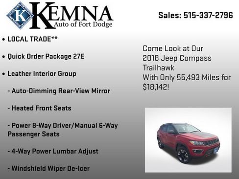 Used 2018 Jeep Compass Trailhawk w/ Leather Interior Group image 7