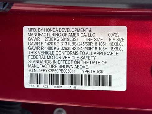 Certified 2023 Honda Ridgeline RTL image 29