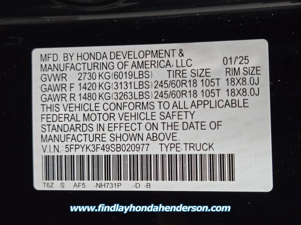 Certified 2025 Honda Ridgeline RTL+ image 14